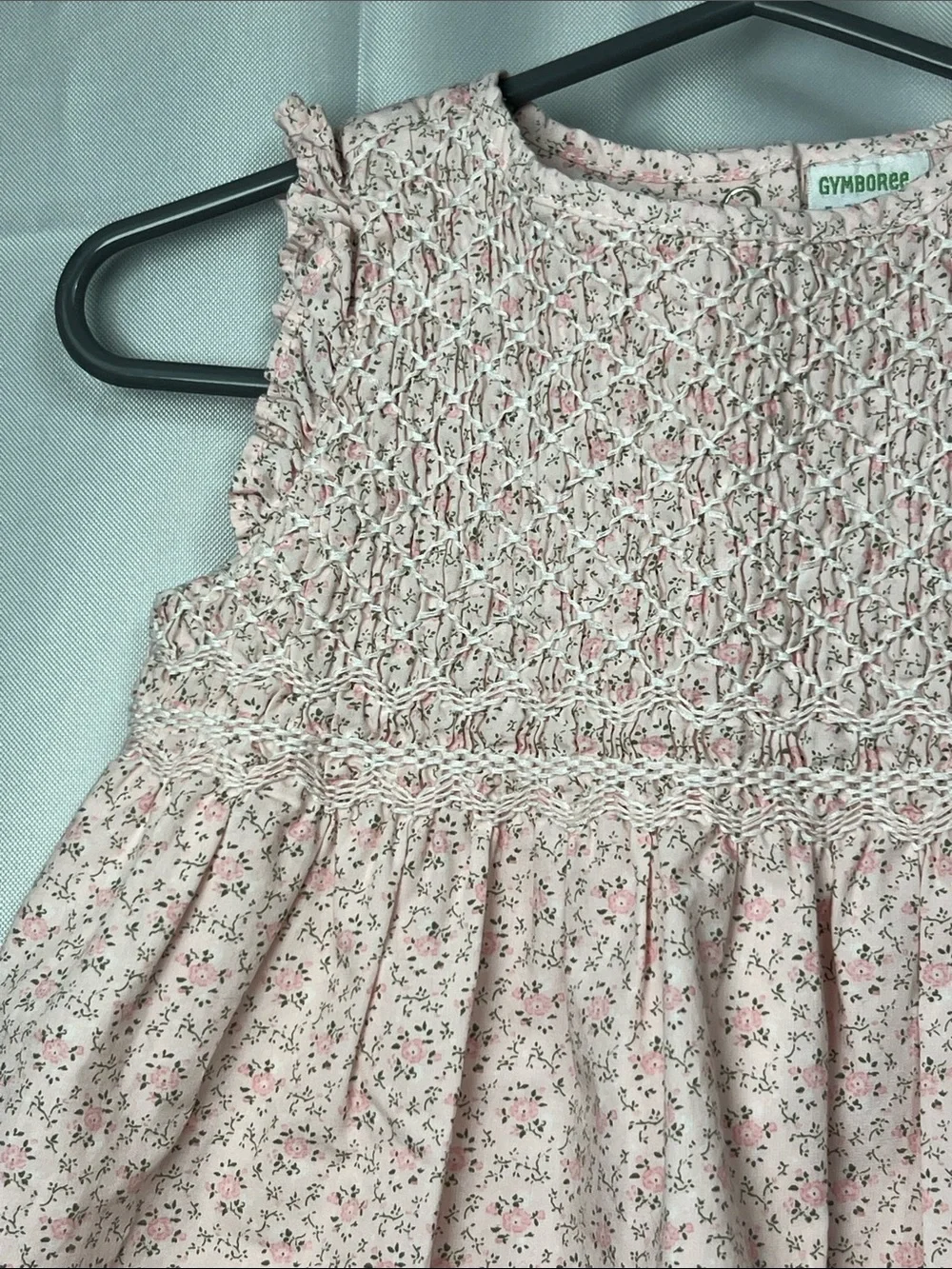 Gymboree pink smocked bodice floral cotton dress 6-12 months